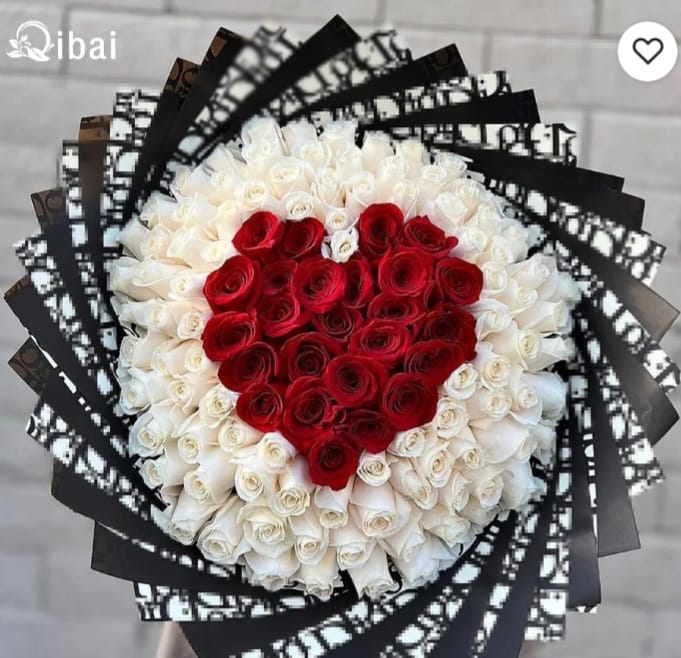 White and Red roses bouque